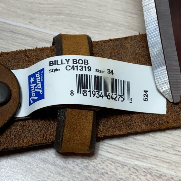 NWT TONY LAMA / Men's Brown Leather Belt with Silver Buckle Size 34 - Picture 6 of 7